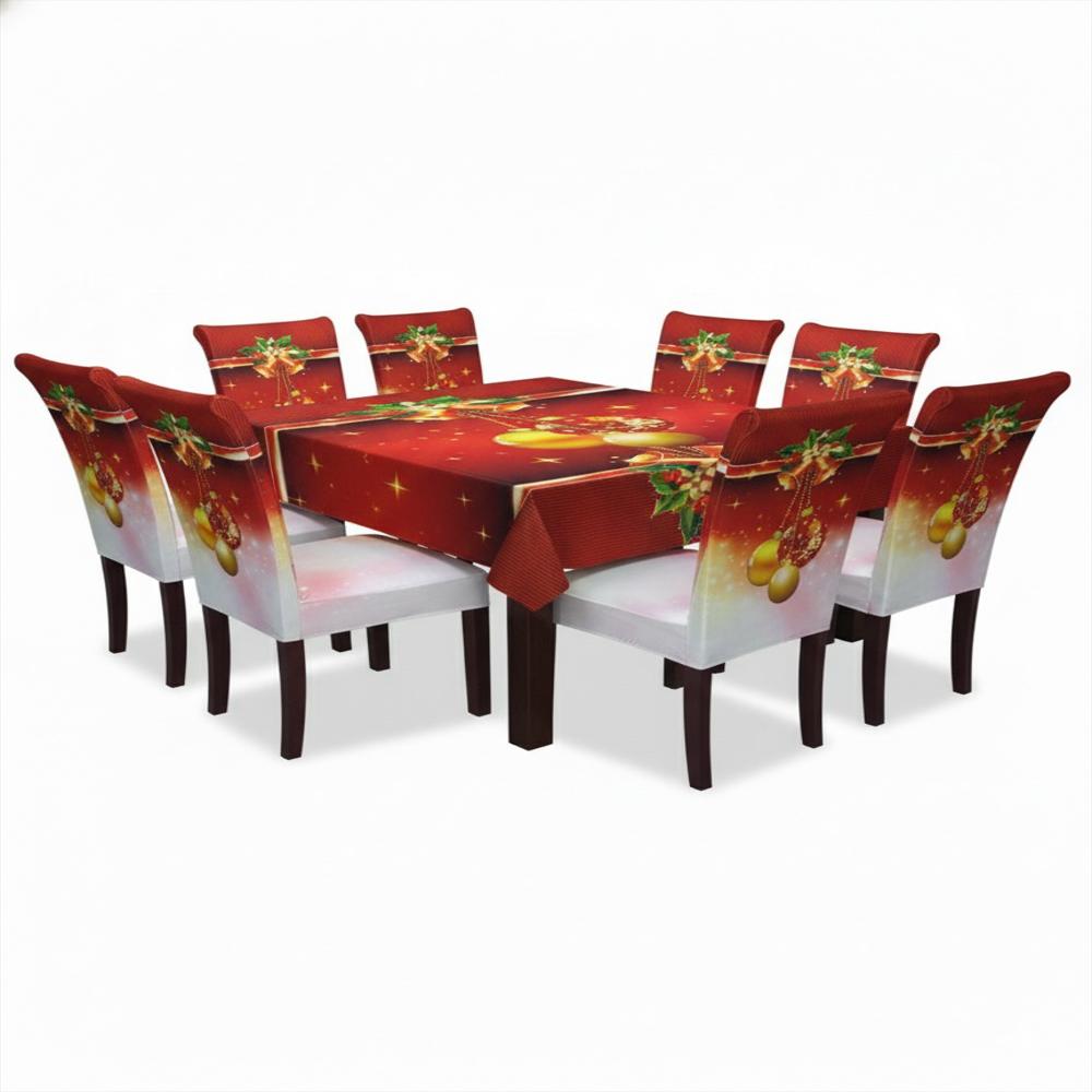 Set X6 Fundas Navideñas Campanas Con Mantel Comedor img #3