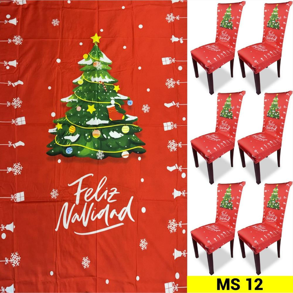 Set X6 Fundas Navideñas Árbol De Navidad Con Mantel img #2