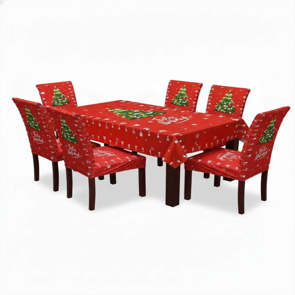 Set X6 Fundas Navideñas Árbol De Navidad Con Mantel img #3