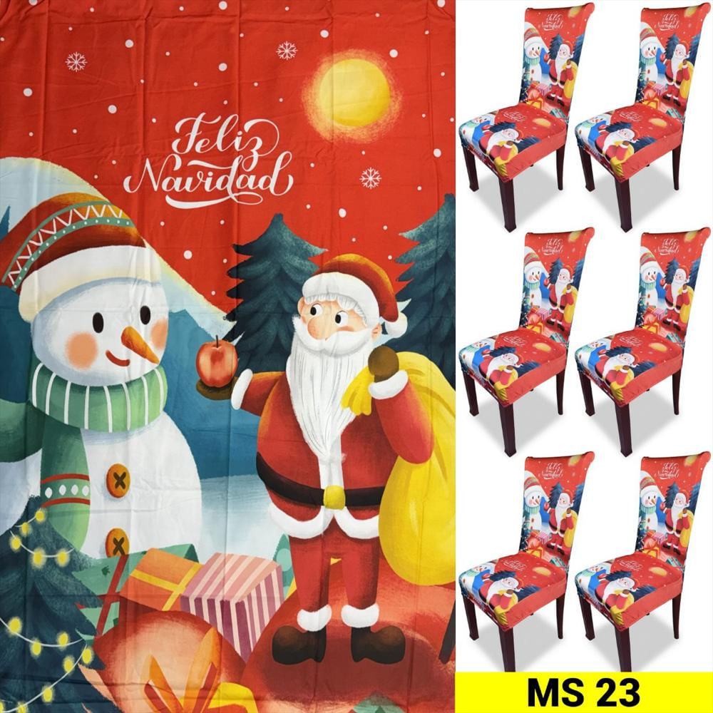 Set X6 Fundas Para Sillas Y Mantel Muñeco De Nieve img #2