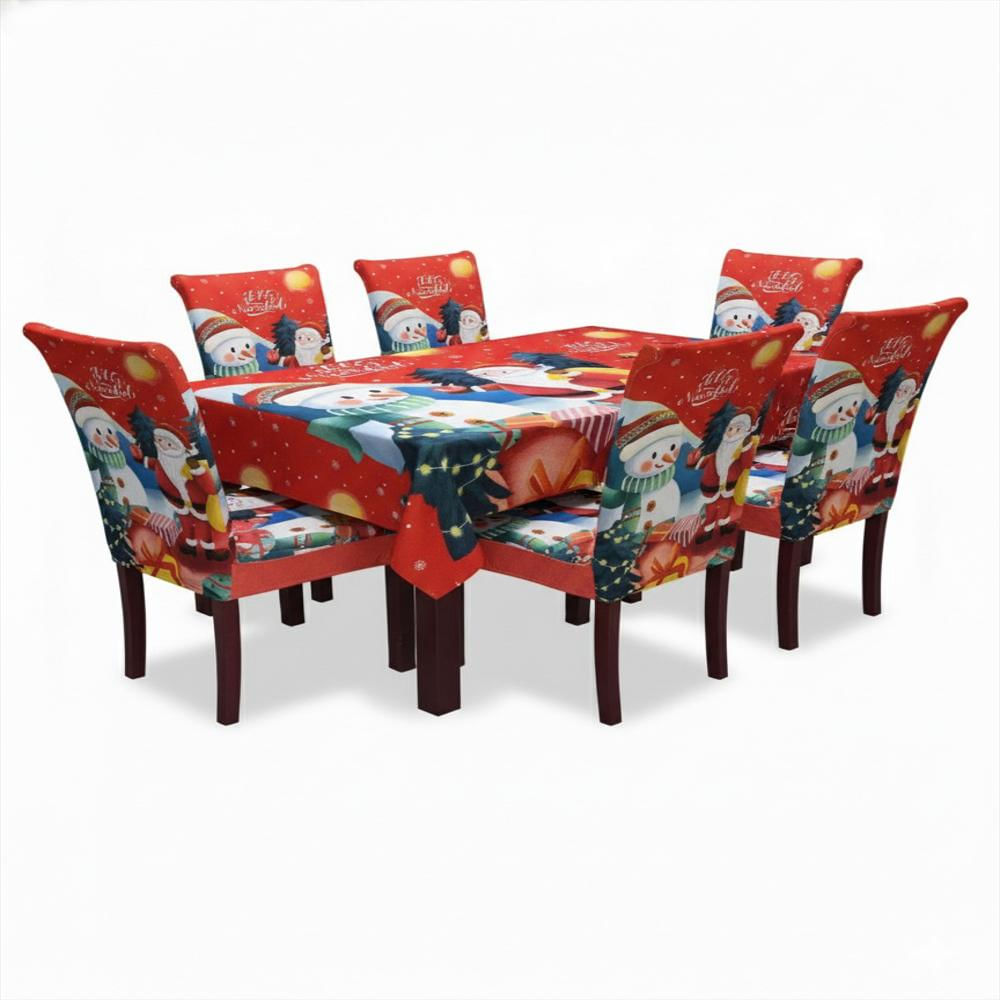 Set X6 Fundas Para Sillas Y Mantel Muñeco De Nieve img #3