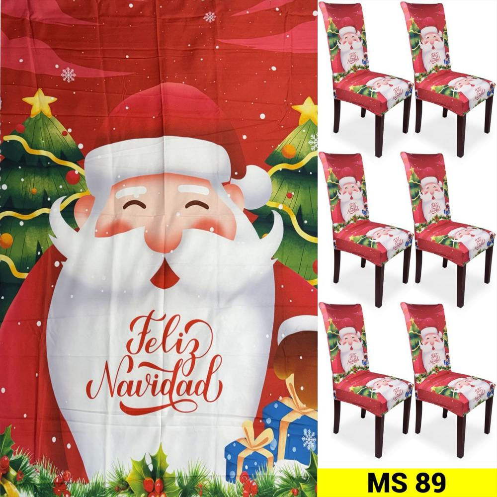Set X6 Fundas Navideñas Merry Christmas Con Mantel Comedor img #2
