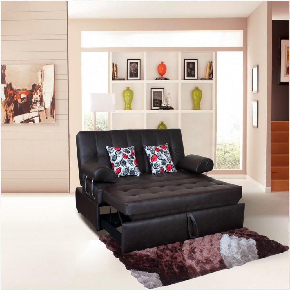 Sofa Cama Aleman Carrito Cuero Sintetico Negro 3 Posiciones