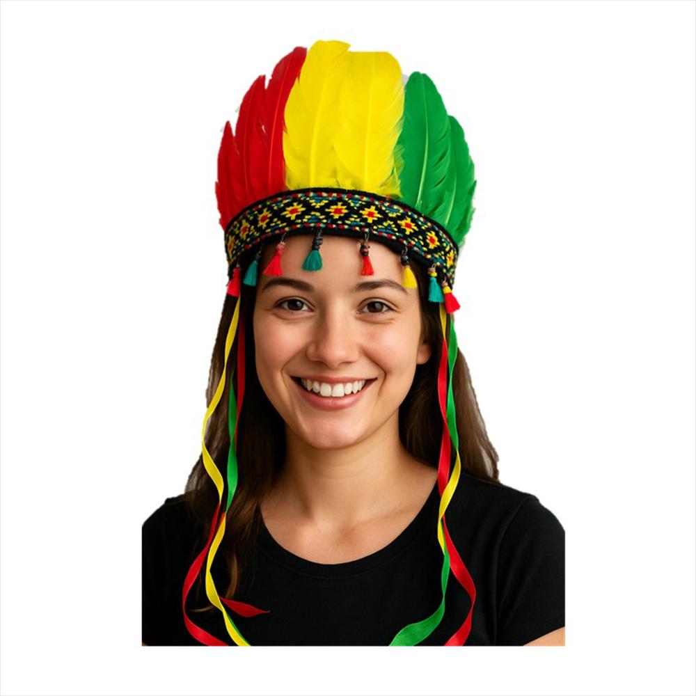 Tocado Diadema Indio Plumas Para Disfraz Indigena img #1