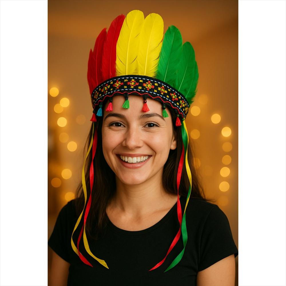 Tocado Diadema Indio Plumas Para Disfraz Indigena img #2