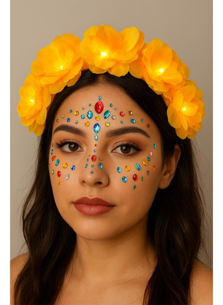 Diadema De Flores Artificiales Con Luces Para Halloween img #1