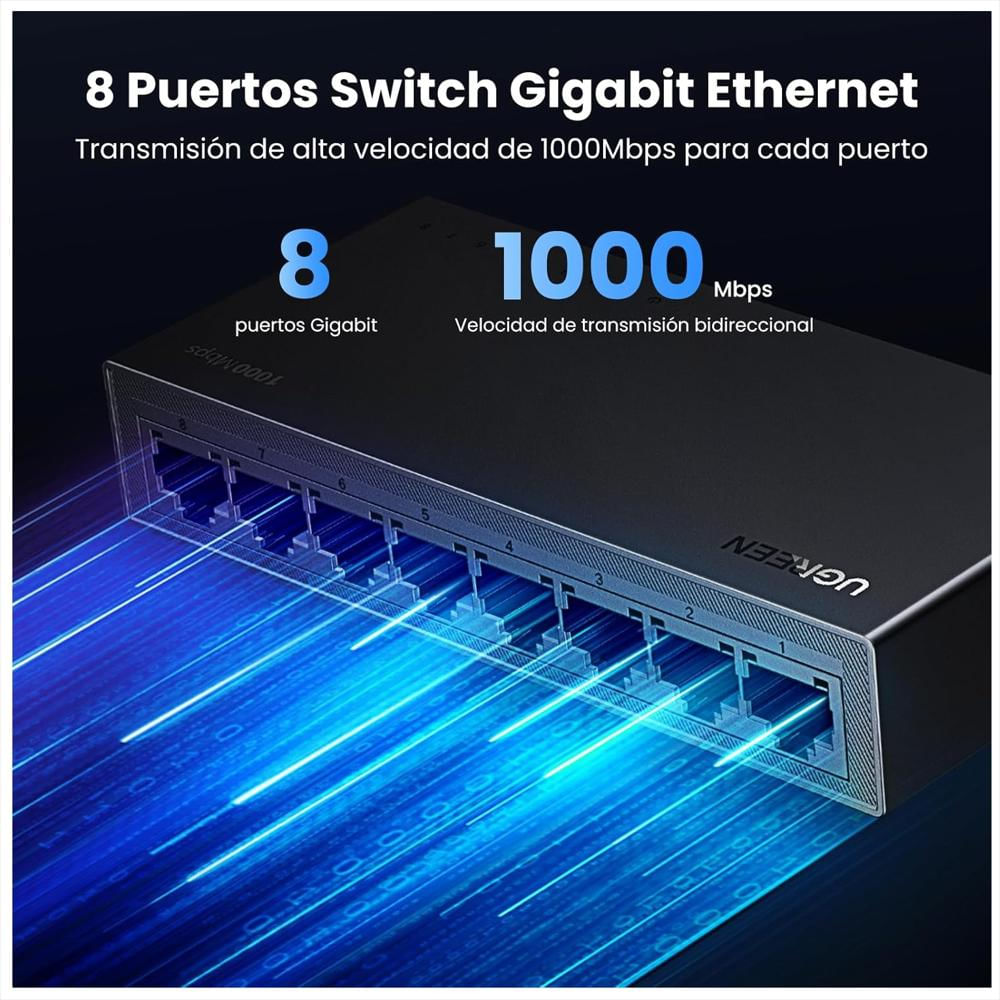 Switch De Escritorio 8 Puertos Gigabit Divisor Ethernet Rj45 img #3