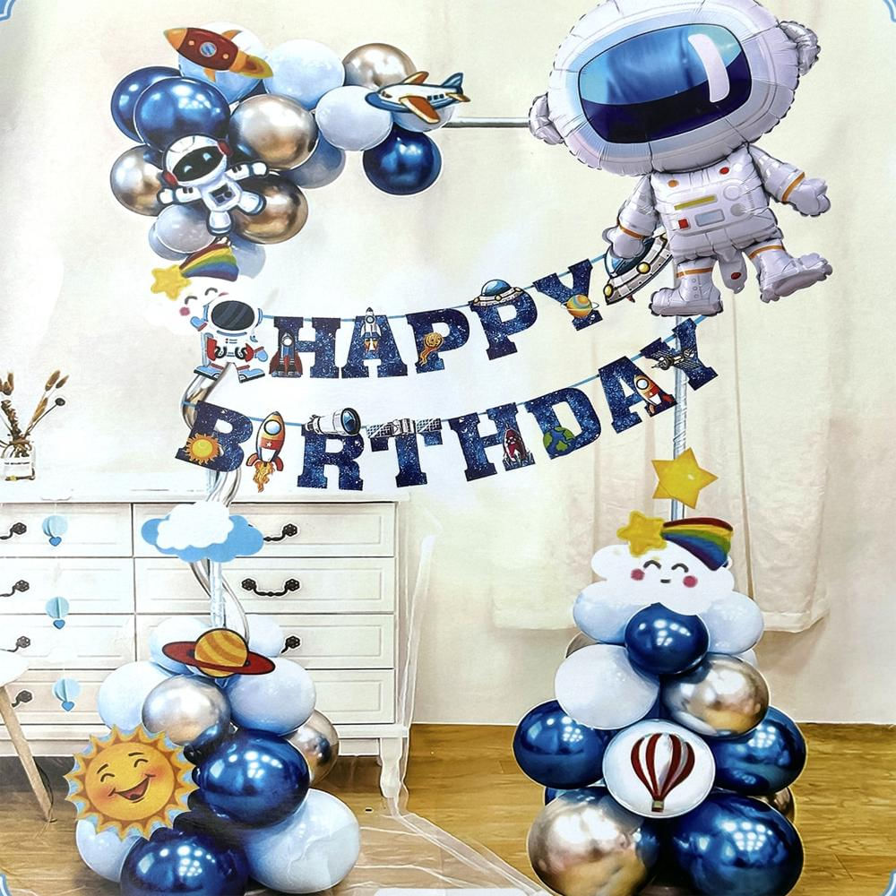 Set Globos Fiesta Astronauta Con Aviso Y Apliques 64Pcs img #2