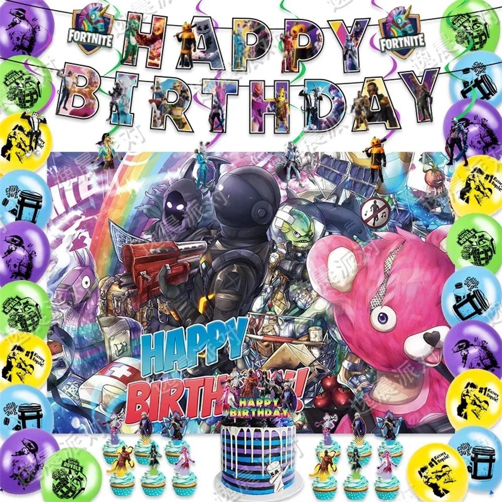 Set Decoración Fortnite 40 Piezas Cumpleaños Fondo Globos img #1