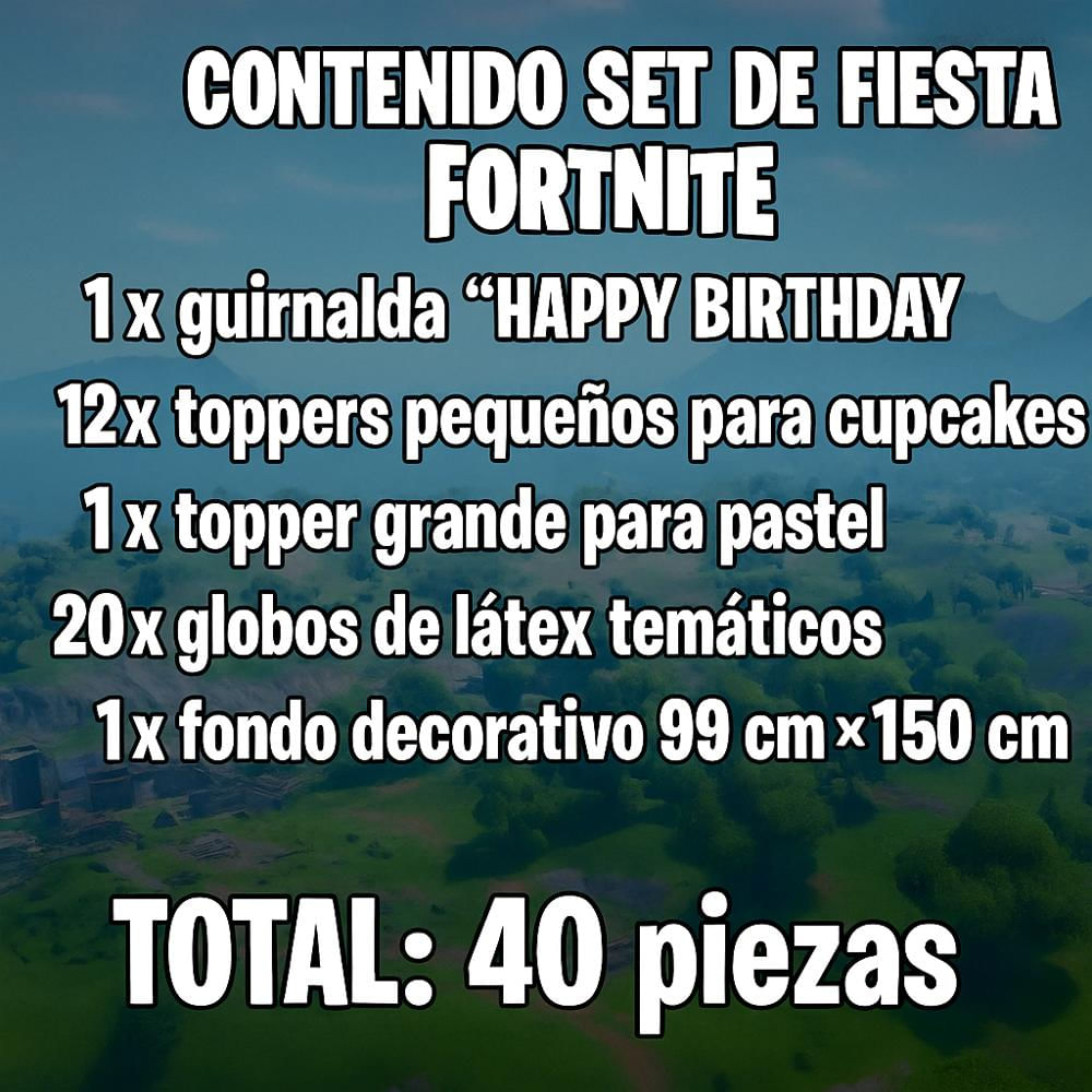 Set Decoración Fortnite 40 Piezas Cumpleaños Fondo Globos img #3