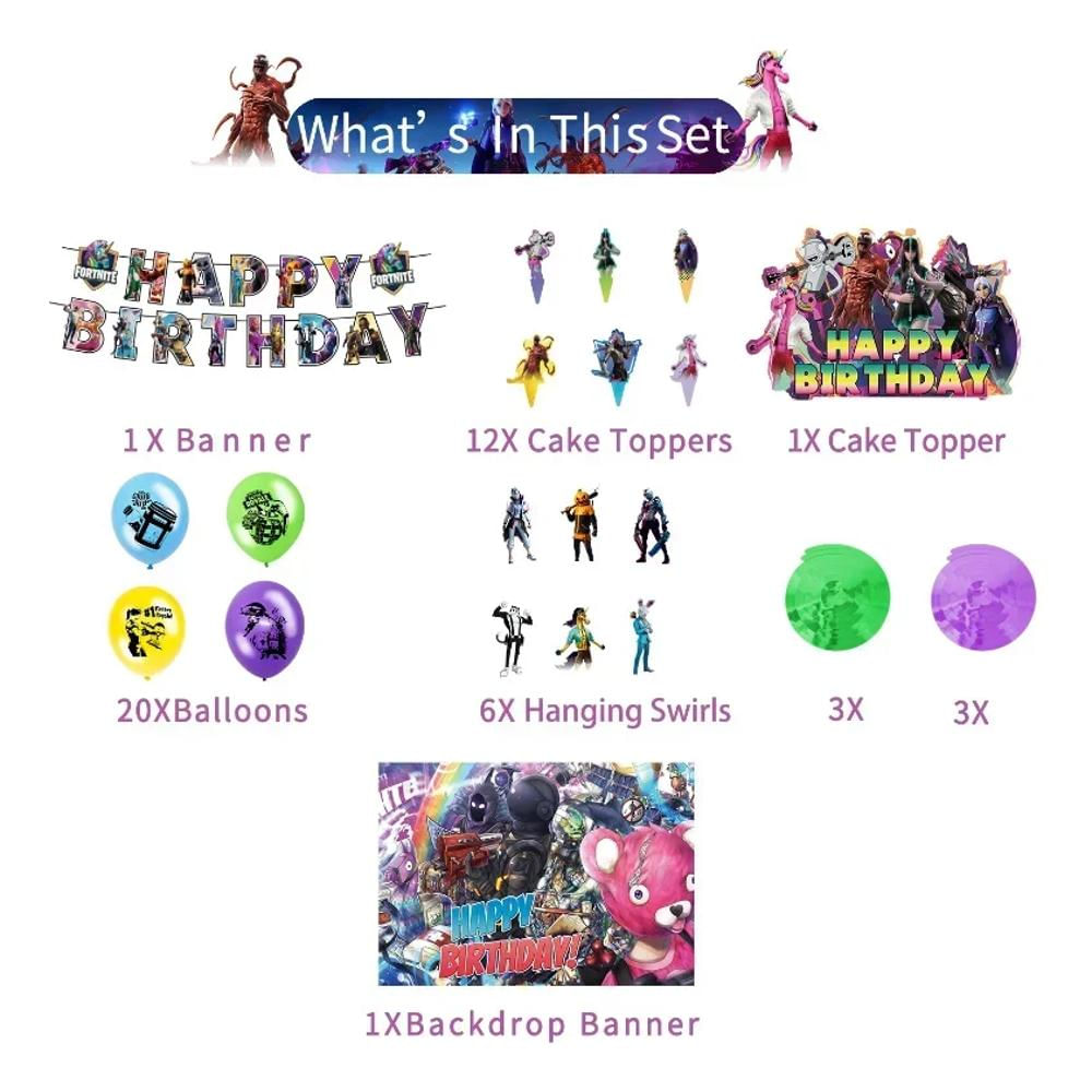 Set Decoración Fortnite 40 Piezas Cumpleaños Fondo Globos img #5