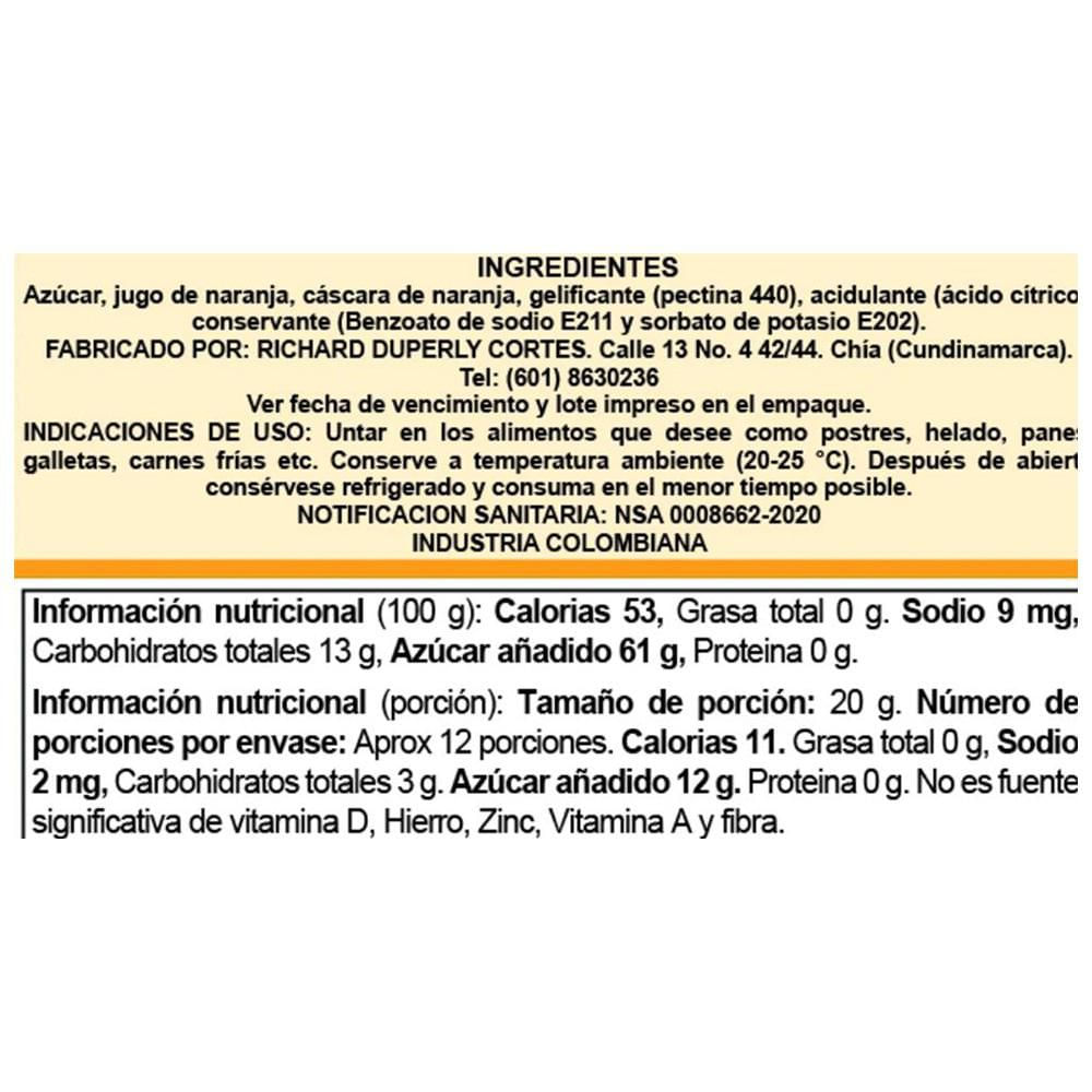 Mermelada DUPERLYS de naranja (250  gr) img #2