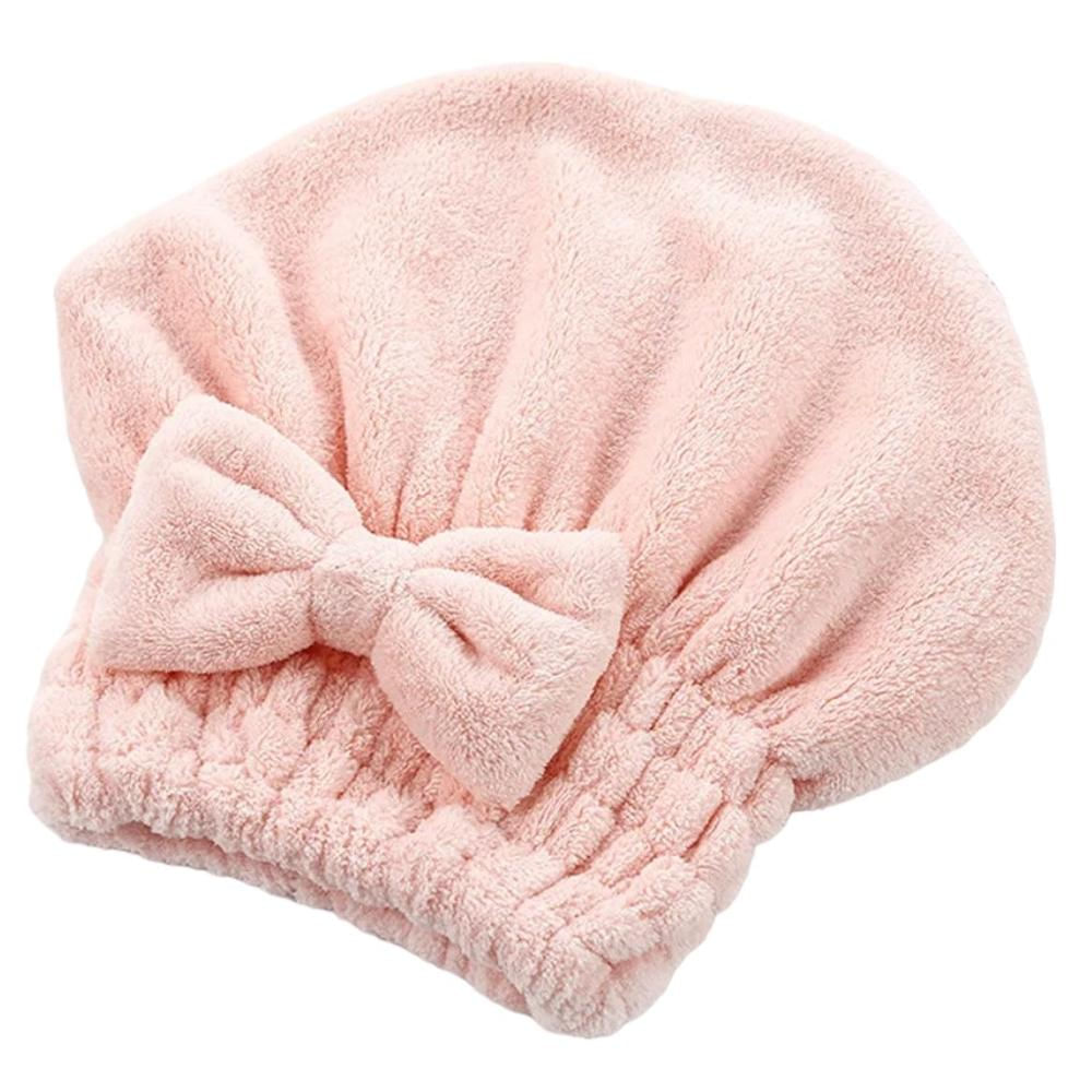 Toalla Para El Cabello Microfibra Tipo Gorro Secado Rápido Salmon img #1
