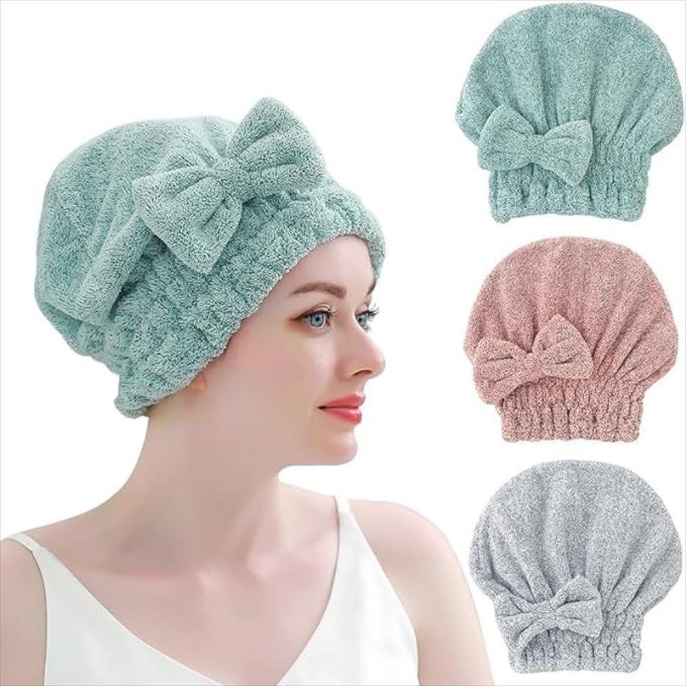 Toalla Para El Cabello Microfibra Tipo Gorro Secado Rápido Salmon img #2