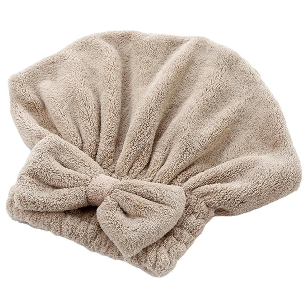 Toalla Para El Cabello Microfibra Tipo Gorro Secado Rápido Cafe img #1