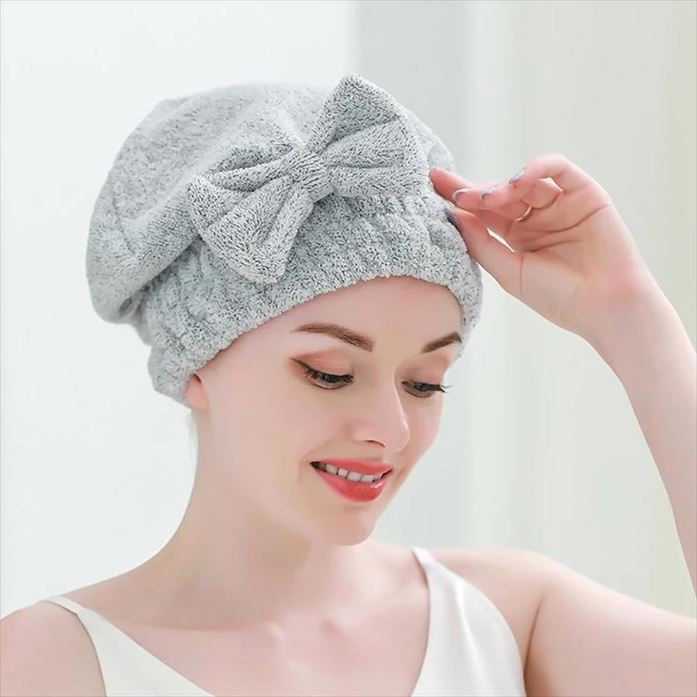 Toalla Para El Cabello Microfibra Tipo Gorro Secado Rápido . Blanco img #2