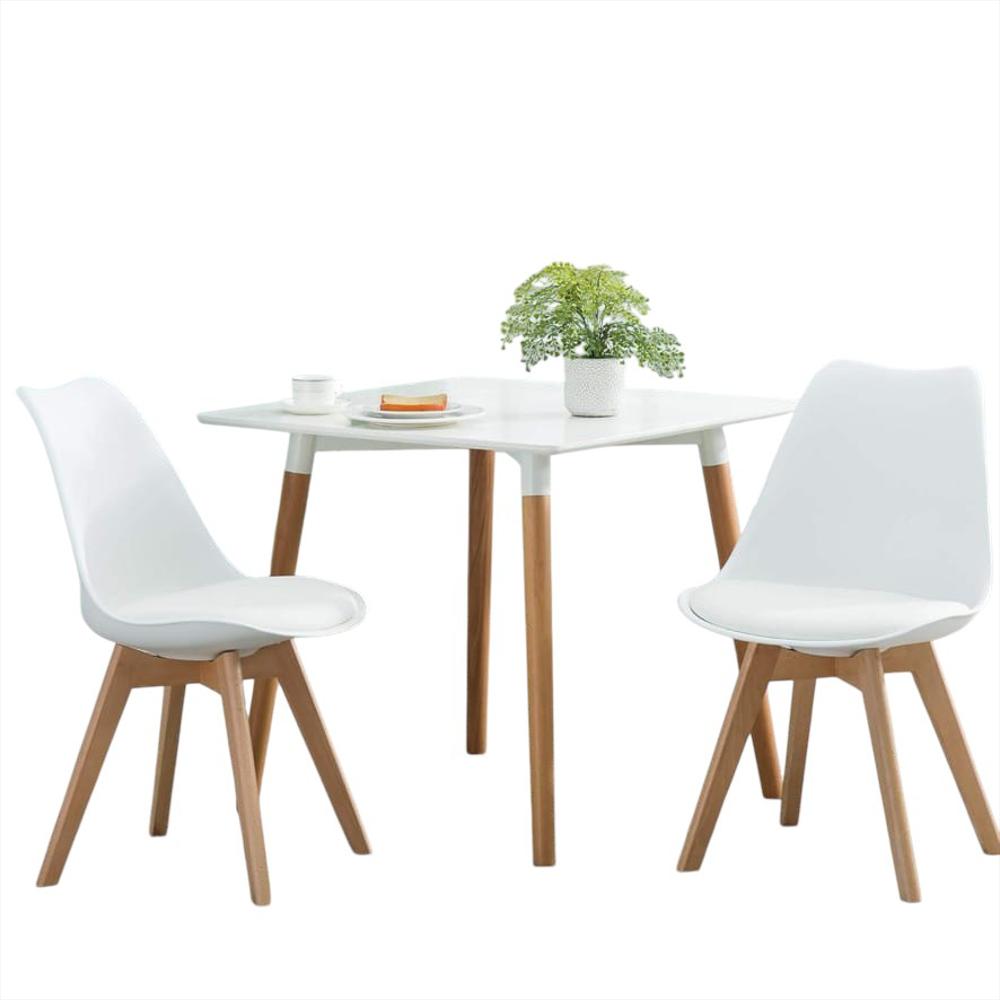 Comedor Cy01 Color Blanco + 2 Sillas Con Asiento Color Blancas img #1
