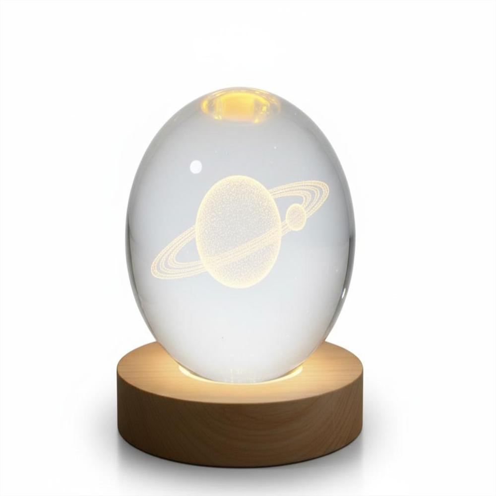 Esfera 3D Saturno Lámpara 8Cm Decorativa Con Luz Cálida img #1