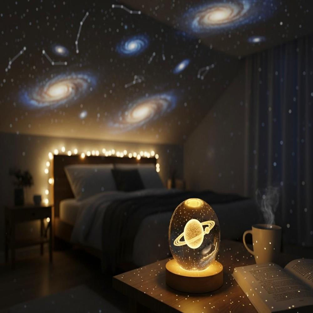 Esfera 3D Saturno Lámpara 8Cm Decorativa Con Luz Cálida img #3