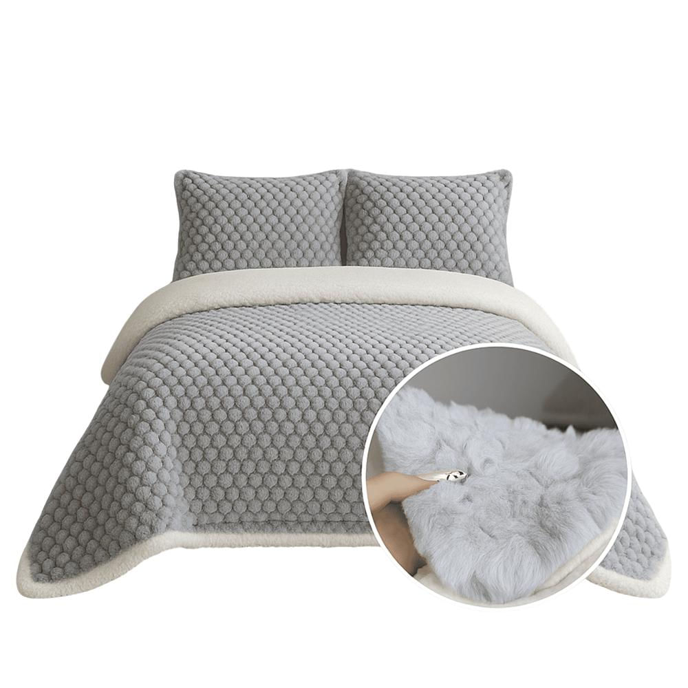 Cobija Premium Tipo Edredon 190*210 Gris 3 Piezas img #1