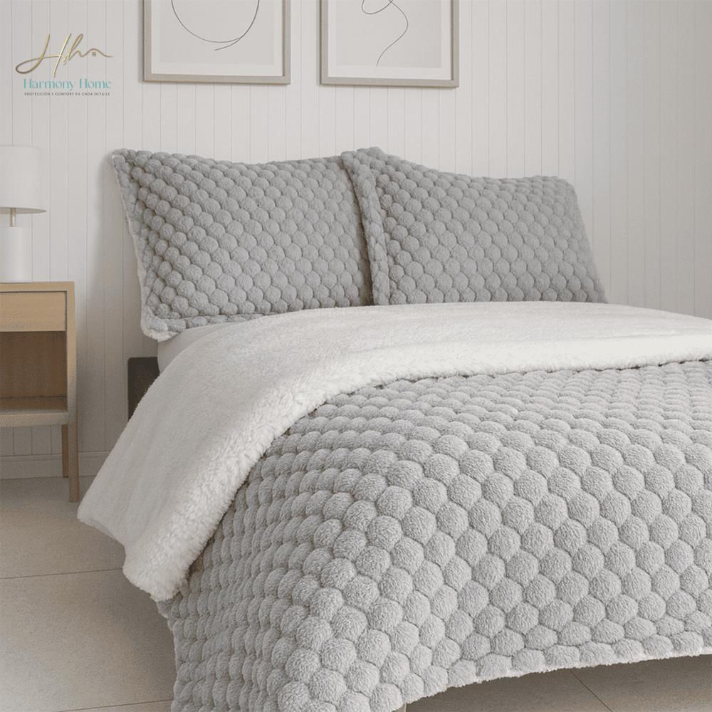 Cobija Premium Tipo Edredon 190*210 Gris 3 Piezas img #4