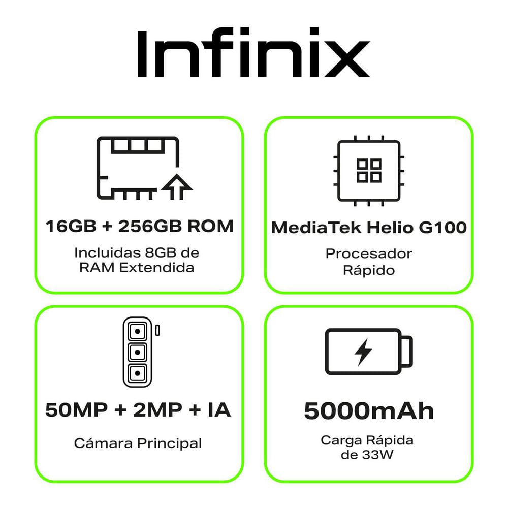 Celular INFINIX HOT 50 Pro+ 256 GB 8 GB RAM Verde img #2