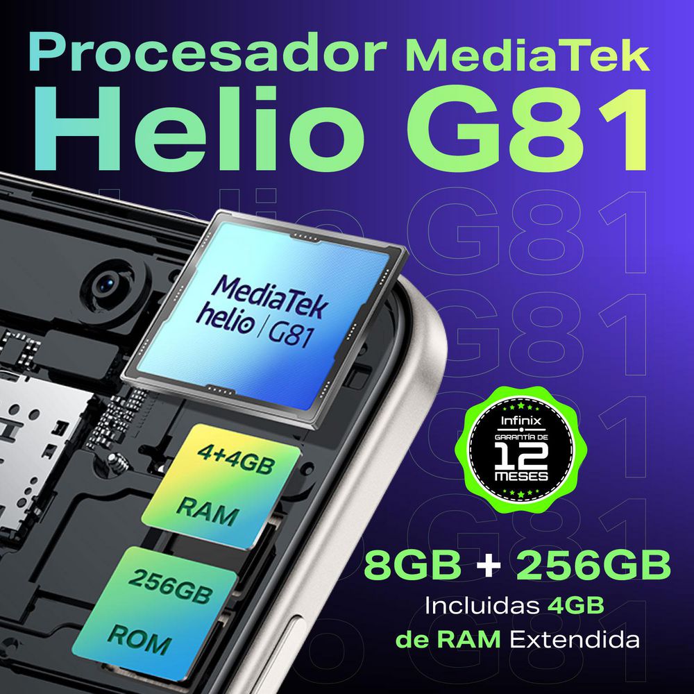 Celular INFINIX HOT 50i 256 GB 4 GB RAM Purpura img #5