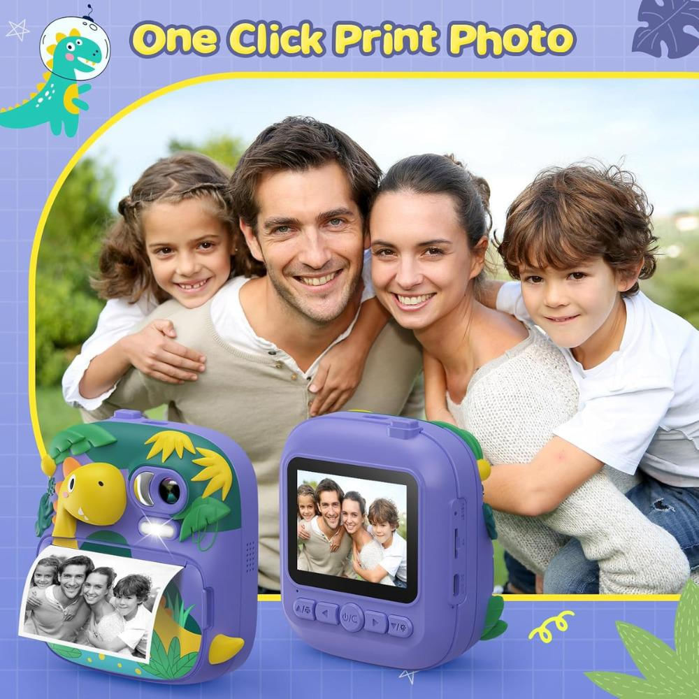 Cámara Infantil De Impresión Instantánea Diseño De Dinosaurio Morado img #5