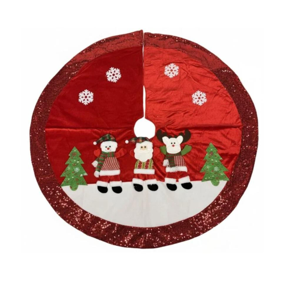 Pie De Árbol Navideño Rojo Decorativo Redondo img #1