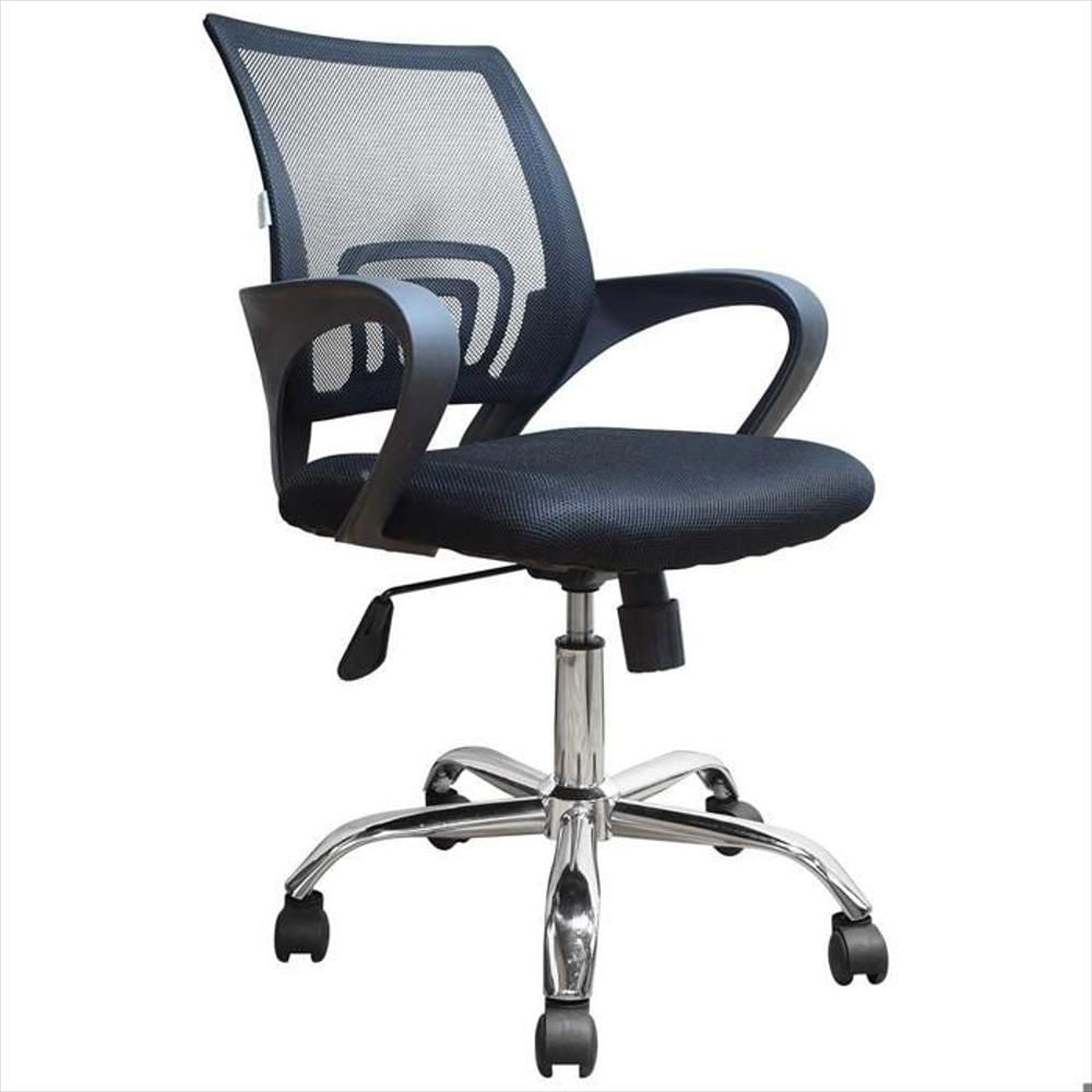 Silla Ejecutiva De Oficina Libertad Baja Negra Base Cromada