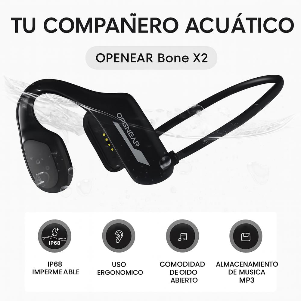 Audífonos Open‑Ear Ipx8 Para Natación Bluetooth + Mp3 Integrado Bone X2 img #3