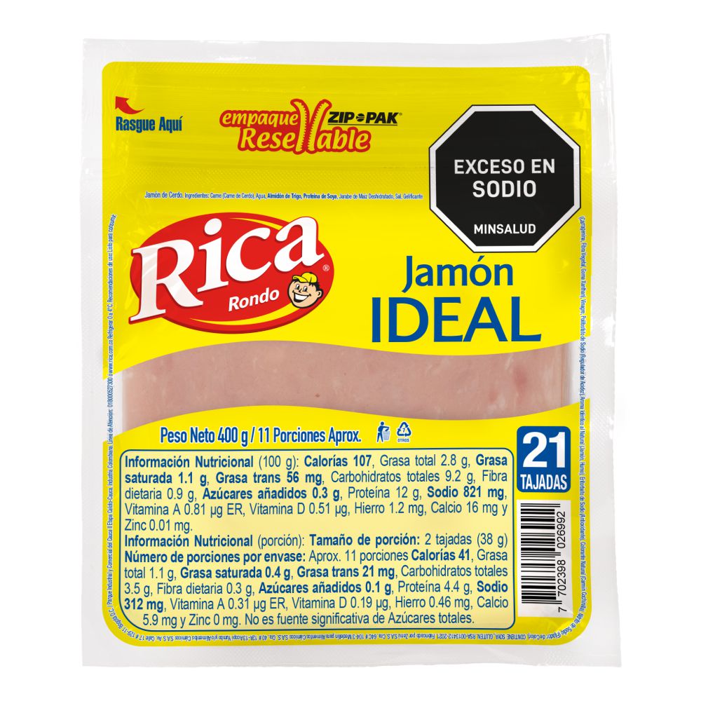 Jamón  RICA de cerdo (400  gr)