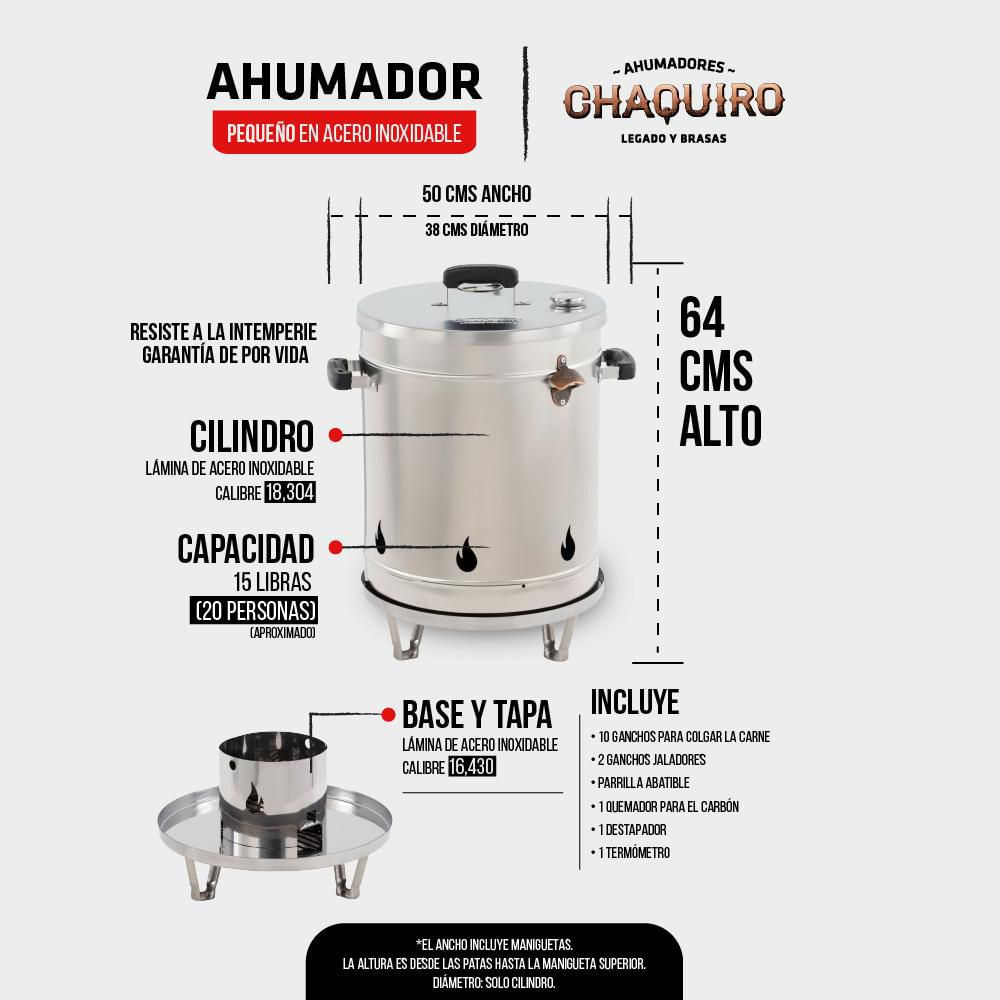 Barril Ahumador Asador  12 15 libras pequeño  Acero inoxidable Sin ref img #3