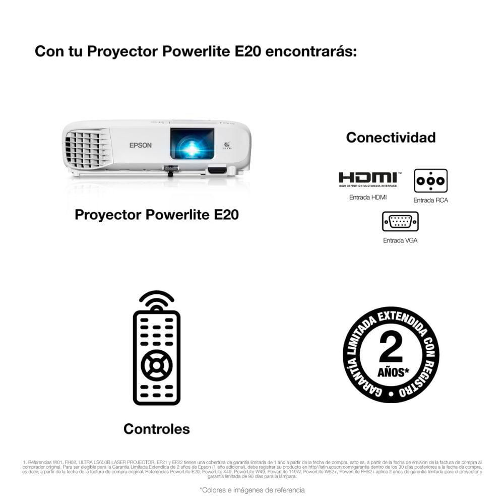 Proyector  EPSON PowerLite Powerlite  E20 img #8