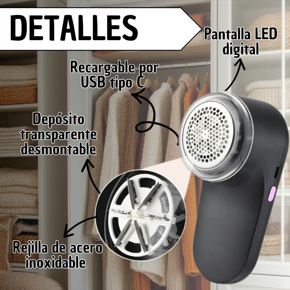 Removedor De Pelusa Recargable Digital Portátil img #3