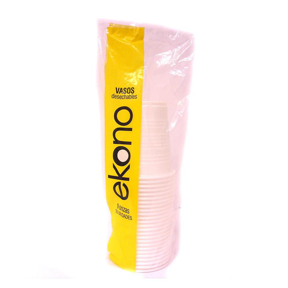 Vasos desechables EKONO 9 Oz blancos