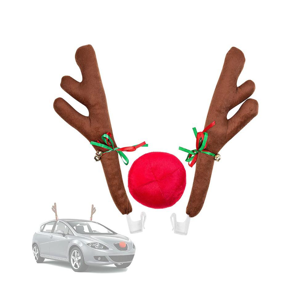 Juego De Cuernos De Reno De Navidad Y Nariz Para Automóvil img #3