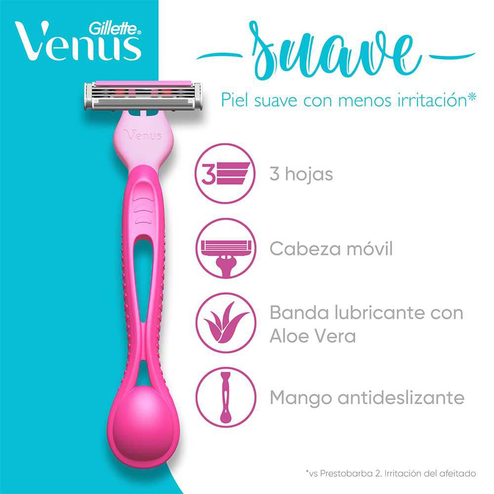 Cuchilla de afeitar VENUS suave con aloe vera (2  und) img #6