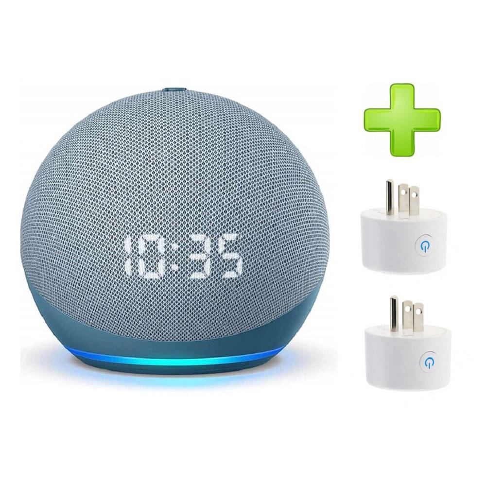Parlante Inteligente Echo Dot Alexa+2 Enchufes Reloj Azul