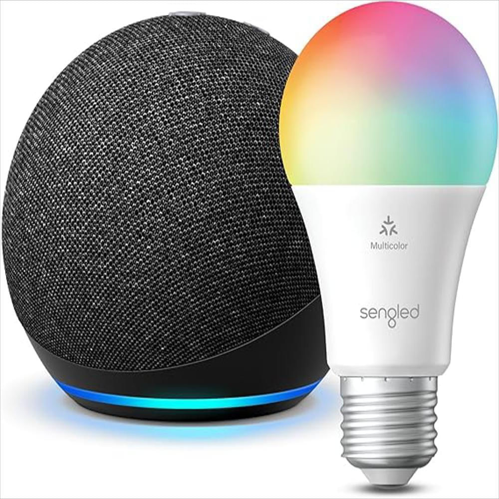 Alexa Amazon Parlante Echo Dot 5ª Negro Y Bombillo Led 9W Bluetooth