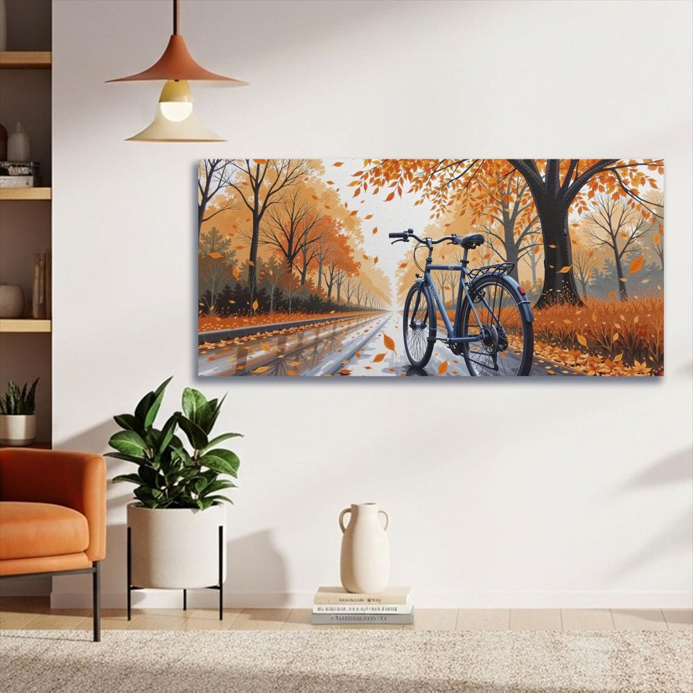 Lienzo Vintage Otoño En Bicicleta 118X55cm img #2