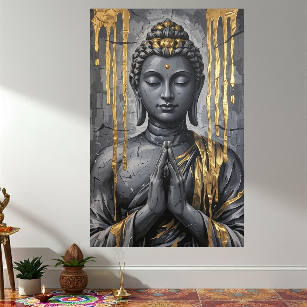 Lienzo Cuadro Espiritual Buda Dorado Moderno 93X60cm img #2