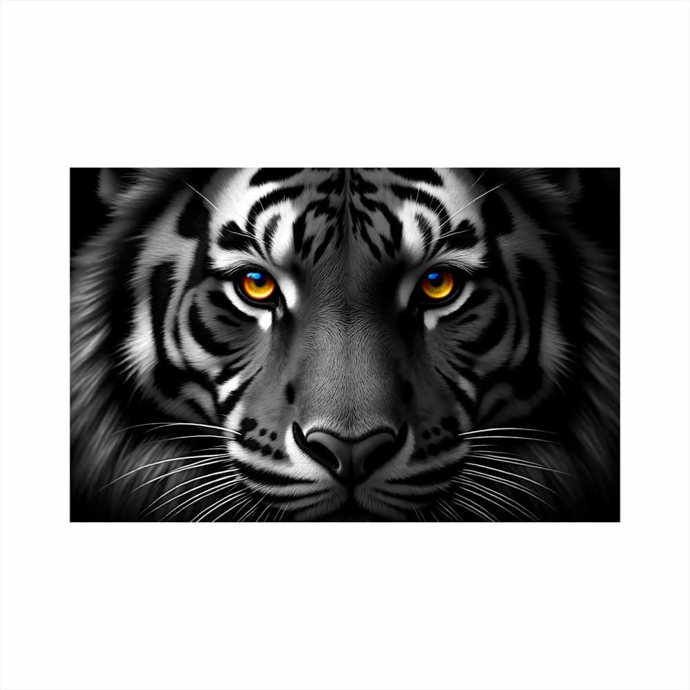 Lienzo Cuadro Blanco Y Negro Tigre 93X60cm img #1