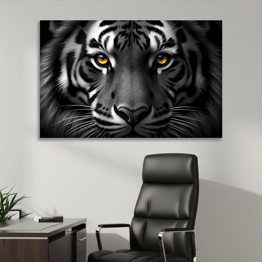 Lienzo Cuadro Blanco Y Negro Tigre 93X60cm img #2