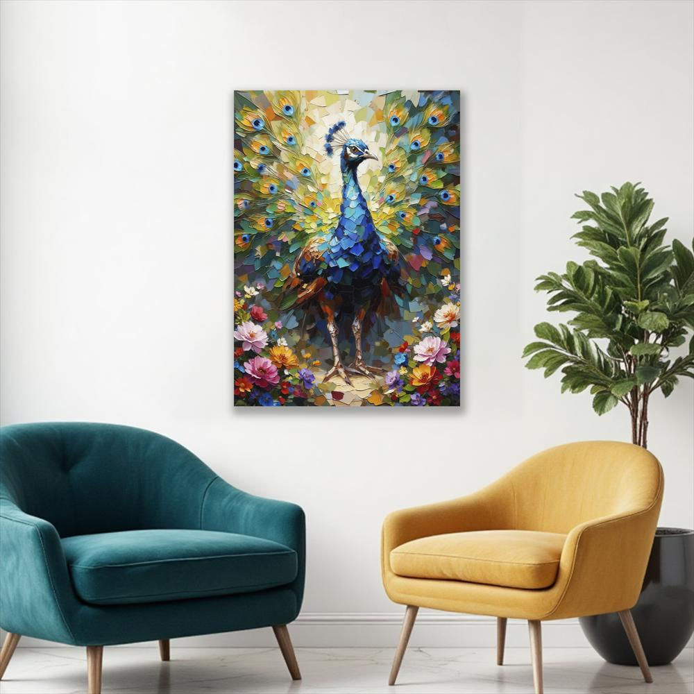 Lienzo Cuadro Decorativo Pavo Real Imperial 93X60cm img #2