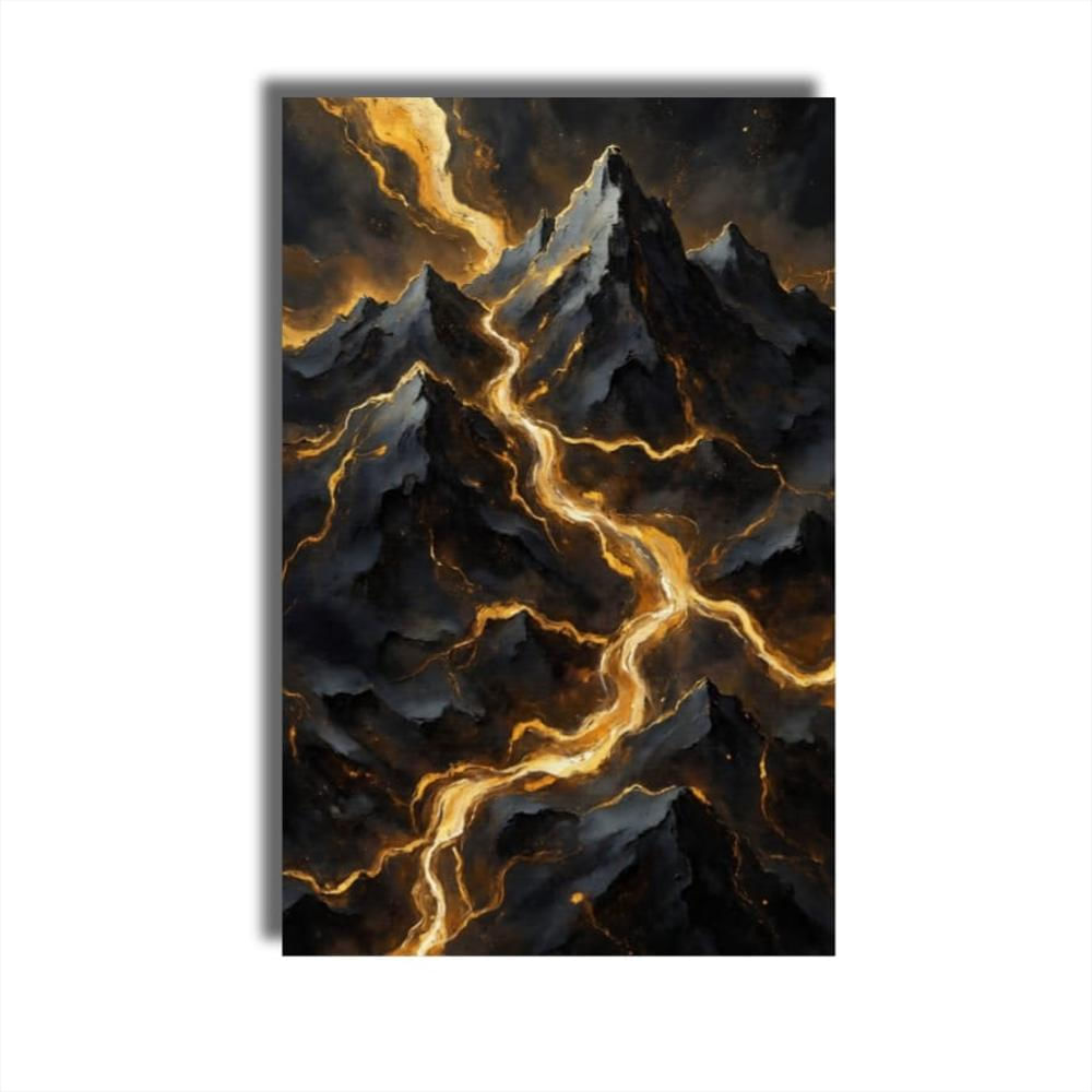 Lienzo Cuadro Lava Dorada Volcánica 93X60cm img #1