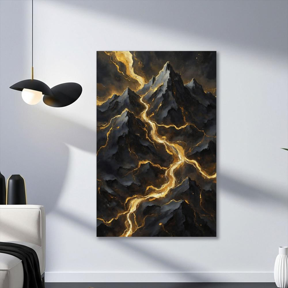 Lienzo Cuadro Lava Dorada Volcánica 93X60cm img #2