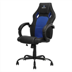 Silla Gamer Doom Para Oficina En Cuero Acolchada Giratoria Azul
