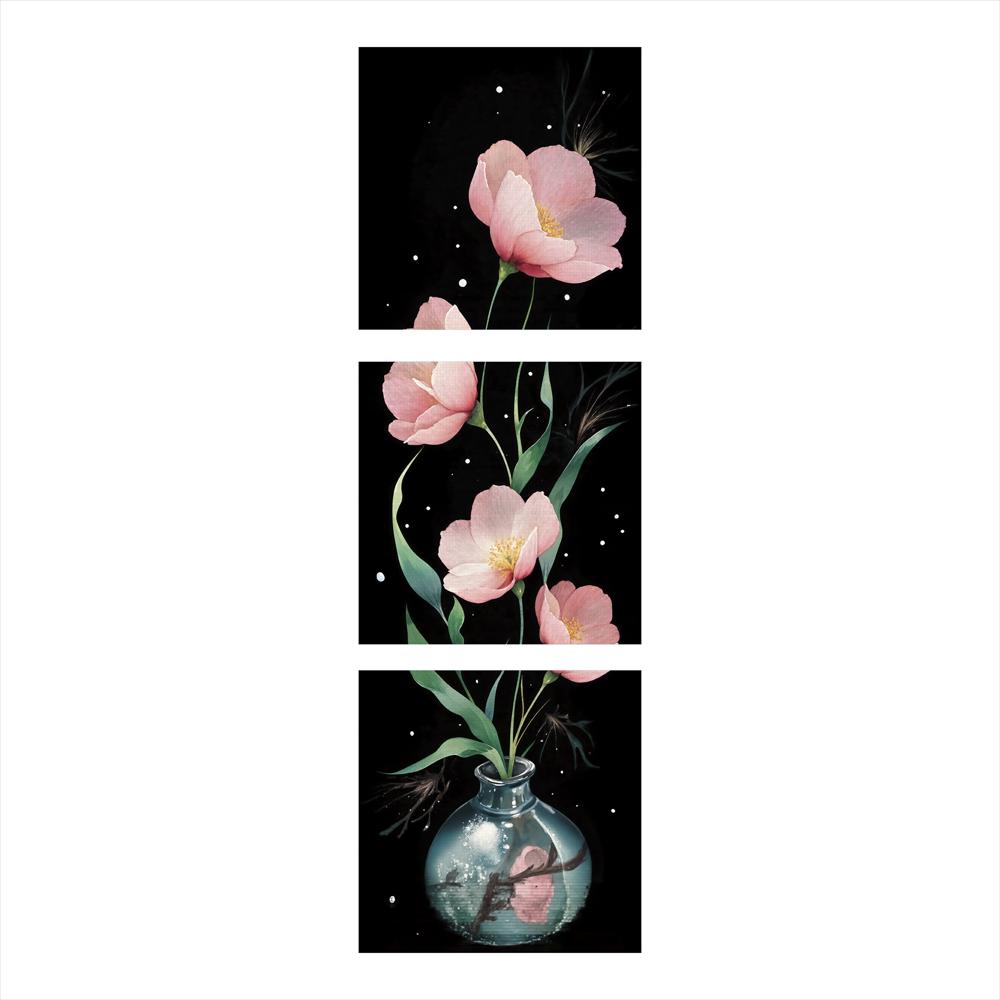 Lienzo Cuadro Tríptico Minimalista Floral Set X3 34X34cm C/U img #1
