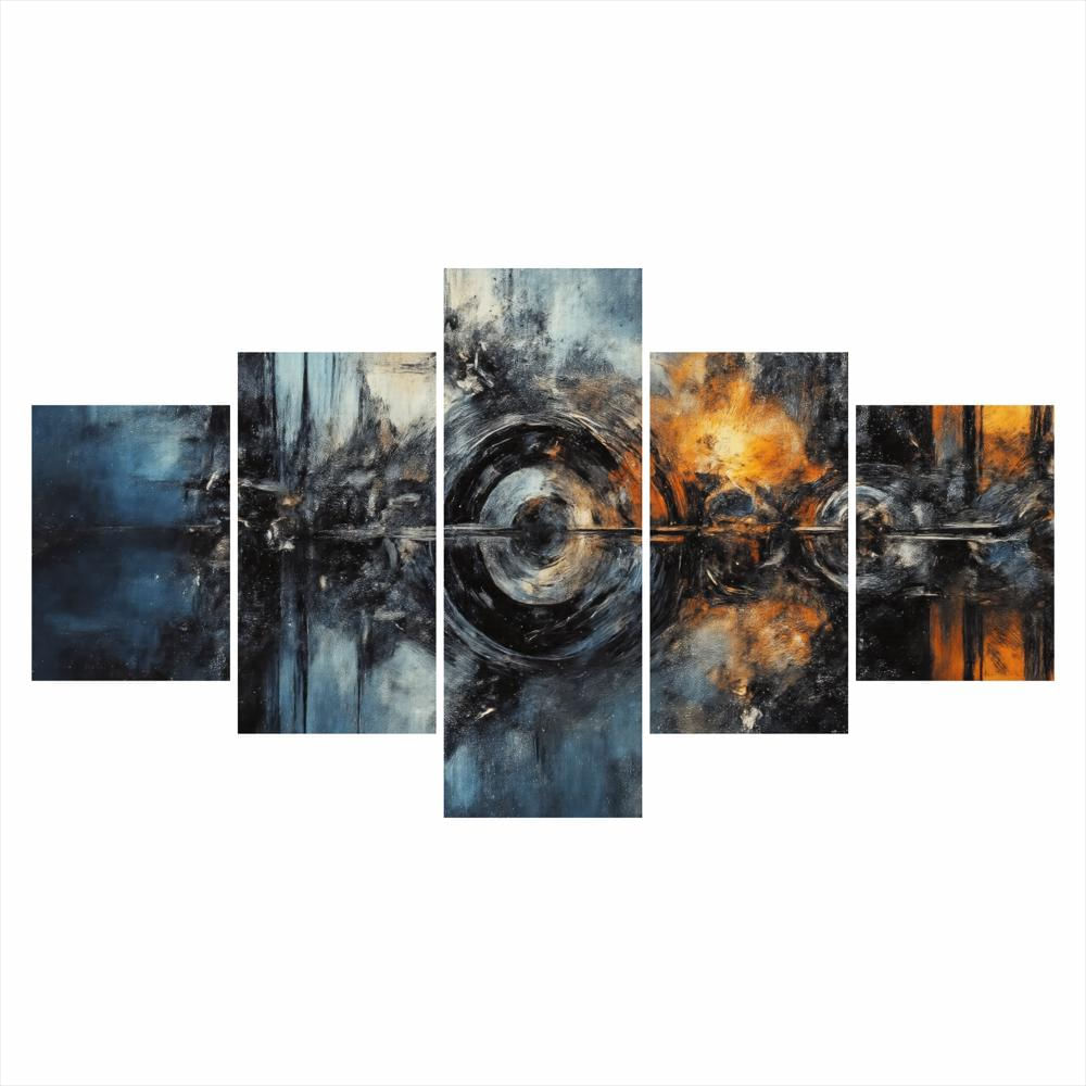 Lienzo Moderno 5 Piezas Ondas De Energía 134X72cm img #1